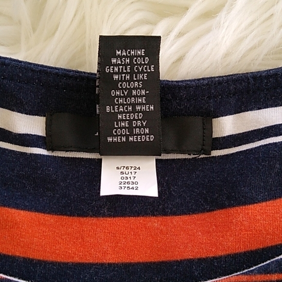 Alfani Petite Striped Shirttail T-Shirt Navy Bold Stripe - Picture 10 of 13